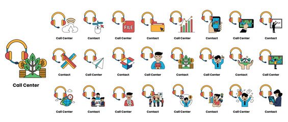 Obraz premium A collection of cartoon images of people wearing headphones and smiling
