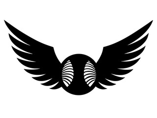 Obraz premium winged baseball simple black silhouette vector