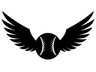 winged baseball simple black silhouette vector
