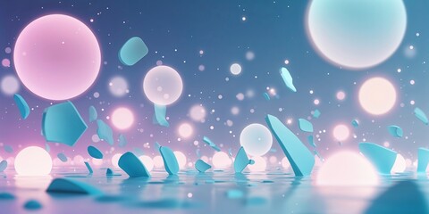 Dreamy Scattered Blue Art with Bokeh Lights