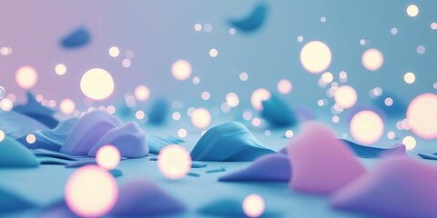 Dreamy Scattered Blue Art with Bokeh Lights