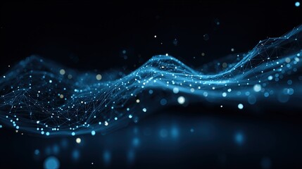 Digital data connections glowing blue abstract network wave concept