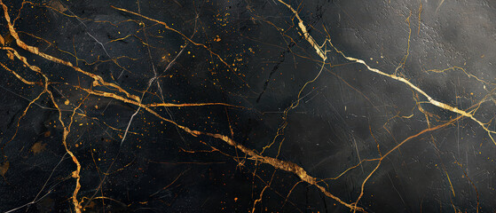 Elegant black marble surface featuring luxurious gold and subtle white veining. Perfect for upscale design, interiors, or luxury branding backgrounds.