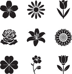 Elegant minimal flower icon vector illustration suitable for natural product branding, botanical packaging design and delicate graphic artwork