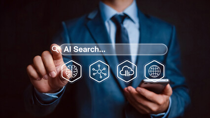 Innovative AI search interface concept for modern business applications using smartphone technology today