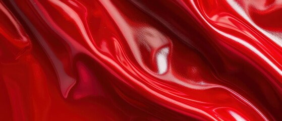 Shiny red fabric or leather with dramatic folds and reflections, ideal for backgrounds, fashion design, advertising, or abstract artistic visuals.