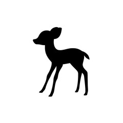 Silhouette of Cute Fawn on white background.