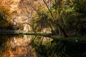 Monasterio de Piedra autumn landscape reflecting in lake
