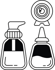 A bottle of soap and a bottle of lotion are shown next to each other