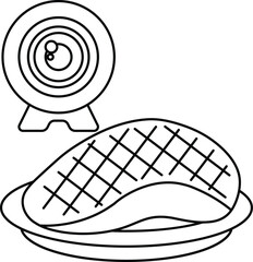 A camera is placed above a piece of meat