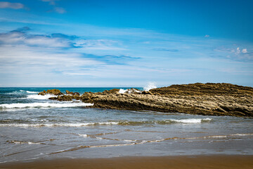 itzurun beach or zumaia beach in spain