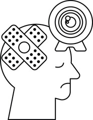 A man with a bandaged head and a camera in the background