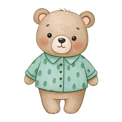 Cute Teddy Bear in Polka Dot Shirt Clipart