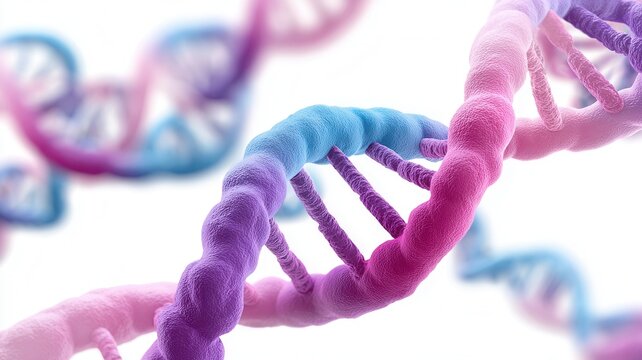 Dna strands forming double helix structure, representing genetic code, research, and science concept - Powered by Adobe