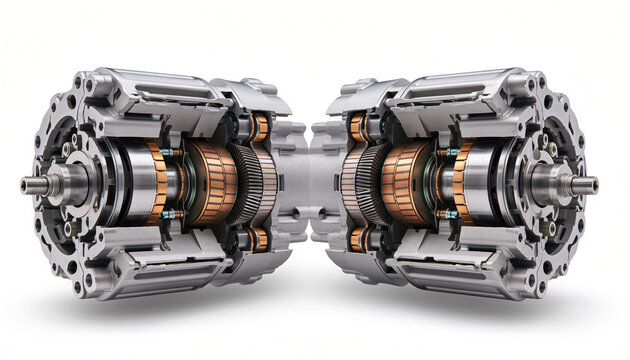 Disassembled Electric Motor Components
