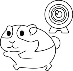 A cartoon of a small animal with a camera in front of it