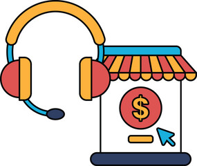 A black and white drawing of a store with a dollar sign on it