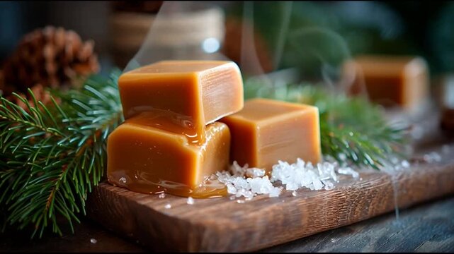 Caramel Fudge With Pine Branches