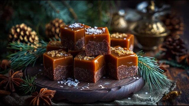 Caramel Fudge With Pine Branches