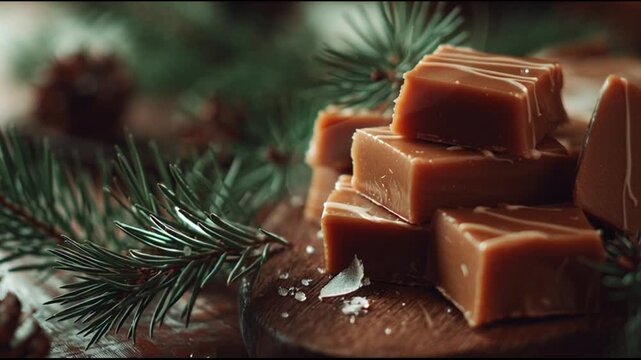 Caramel Fudge With Pine Branches