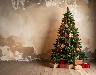 vintage christmas tree on grunge background photography background 