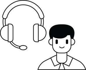 A man wearing a headset is smiling