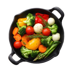Vibrant Fresh Vegetables Cooking in Colorful Frying Pan for Healthy Lifestyle
