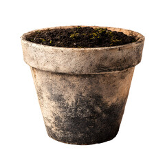 Minimalist Soil Filled Flower Pot on White Background