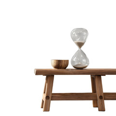 Modern Interior Design with Hourglass on Wooden Table - Stock Photo