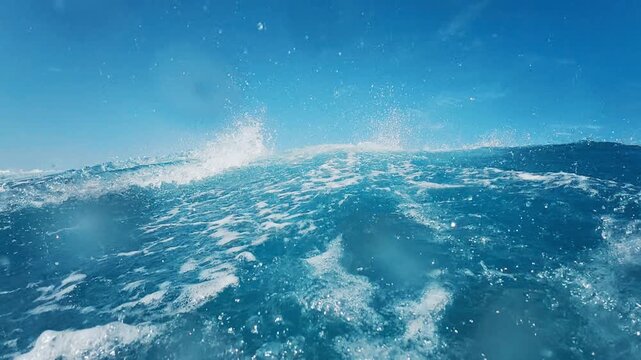 Teen boy surfer rides the wave in the ocean in the Maldives and does radical snap on the section. Clip with different speed and speed warp effects