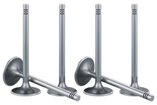 Set of engine intake valves, transparent background - Powered by Adobe