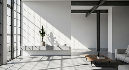Fototapeta premium Indoor Cactus on Minimal Concrete Shelf