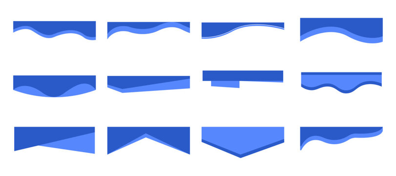 Header website divider border template, curve wavy separator, modern bottom section. Abstract banner cover collection. 