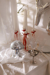 Elegant Crystal Glassware and Candles for Festive Celebration