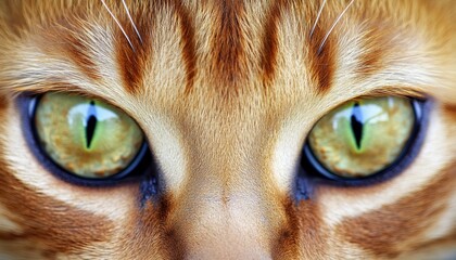 Captivating Close-Up of an Orange Tabby Cat with Striking Green Eyes and Detailed Facial Features