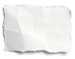 Obraz premium A single piece of white, wrinkled paper with torn edges casting a subtle shadow.