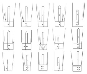 Formal Shirt Sleeve Cuff Variations vector Set Sleeve Design