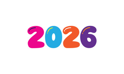 2026 Vector Alphabet Letter Colorful Template Design with Isolated on a White Background, Happy New Year Celebration and Holiday Party Banner, 