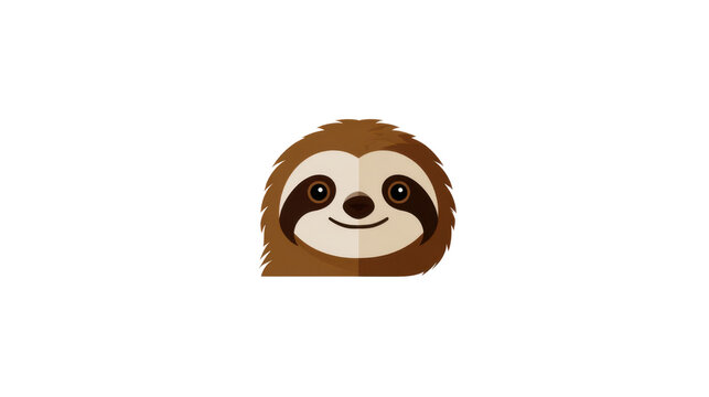 Cute Sloth Face Cartoon Icon Isolated on White Background