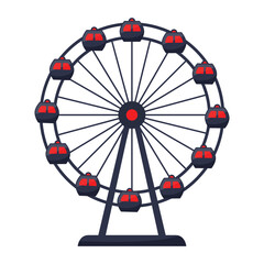 Ferris Wheel Flat Vector Illustration