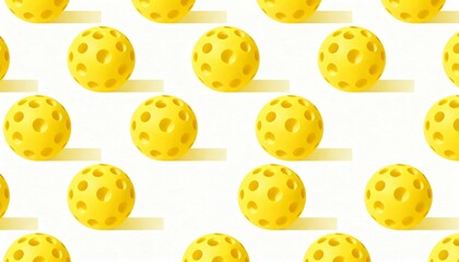Obraz premium A seamless pattern background of yellow pickleballs on a white background.