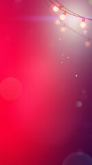 Red Christmas Background With String Lights, Holiday Header Template With Copy Space. Merry Christmas, New Year and Happy Holidays greeting card, frame, banner With Copy Space.