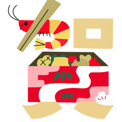 Stylized Asian Food and Shrimp Graphic