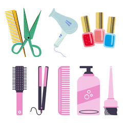Set of Hair Salon Tools Illustration