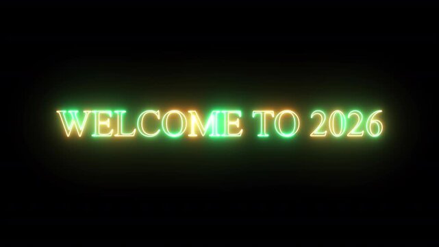 double colored animaton welcome to 2026 n transparent backgrund, with alpha channel in 4k.