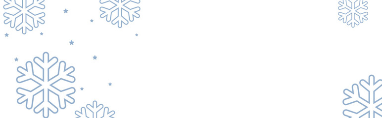 Fototapeta premium Clean winter background with pale blue geometric snowflakes and tiny stars on white, leaving ample copy space for Christmas greetings, holiday banners, invitations, and seasonal promotional designs.