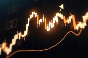 Generative AI stock market performance visualization showing upward trending data with a distinct