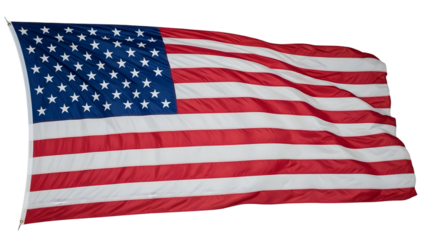 Waving american flag illustration isolated on transparent background