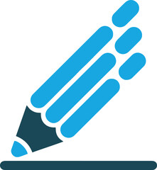 Writing pencil with speed lines, fast content creation icon vector