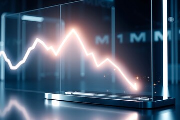 Generative AI visualizing financial market trends on a futuristic digital display projecting